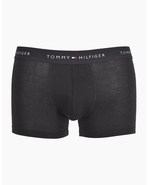 Tommy Hilfiger Black 3-Pack Signature Cotton Boxer Trunks, With for men