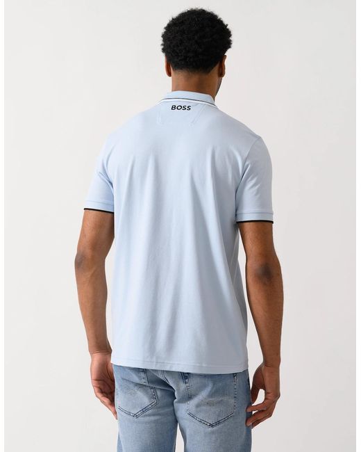 Boss Blue Boss Paddy Pro Cotton Blend Polo Shirt With Contrast Logos for men