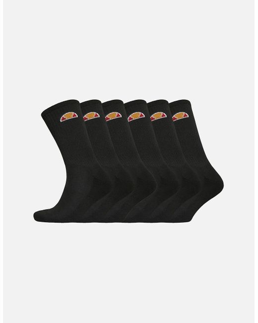 Ellesse Black Tamuna Sports Logo 6 Pack Socks for men
