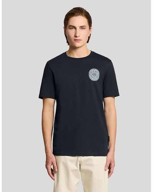 Lyle & Scott Black Graphic Badge Cotton T-Shirt for men