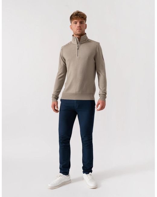 Belstaff Gray Kilmington Merino Wool Quarter Zip Jumper for men