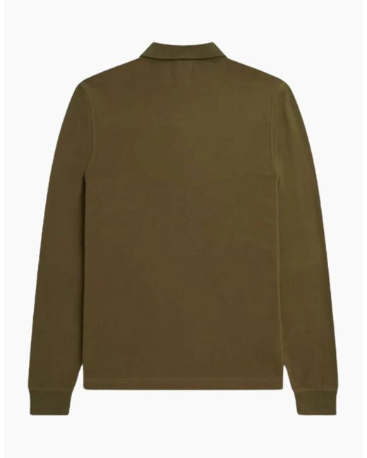 Fred Perry Green Uniform Long Sleeve Plain Polo Shirt for men