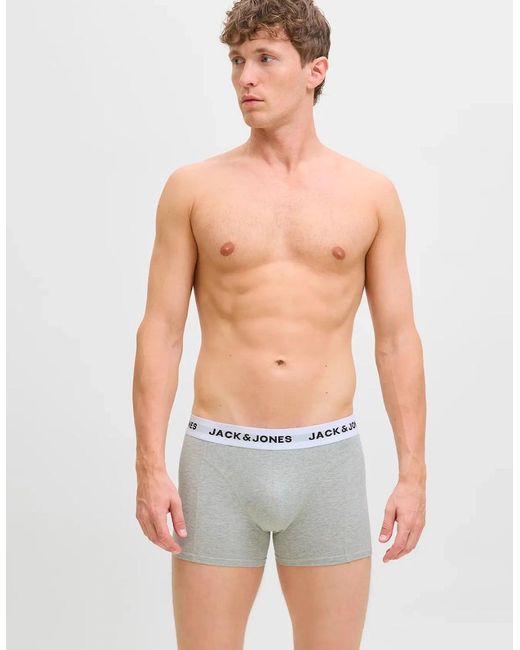 Jack & Jones White Underwear Solid Trunks 7 Pack for men