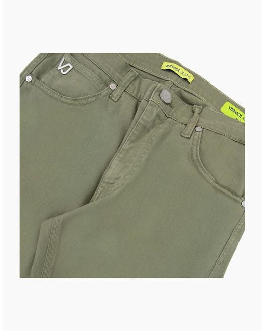 Versace Green Jeans Vj 5 Pocket Stretch Slim Fit Jean Khaki for men