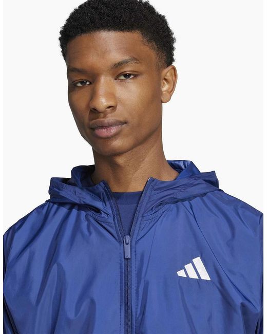 Adidas Blue 3-Stripes Windbreaker for men