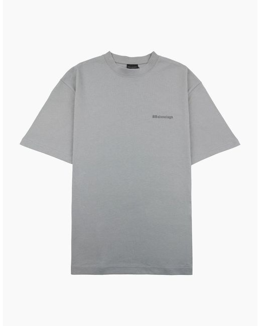 Balenciaga Gray Bb Embroidered Chest Logo T-Shirt for men