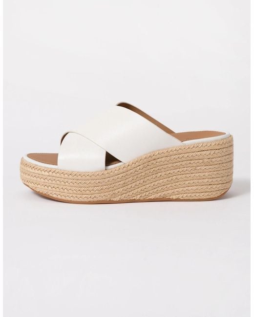 Fitflop Natural Platfforms Espadrille Leather Wedge Cross Slides