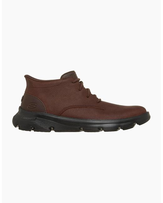 Skechers Brown Arch Fit Garza Ridley Leather Cocoa Ankle Boots for men