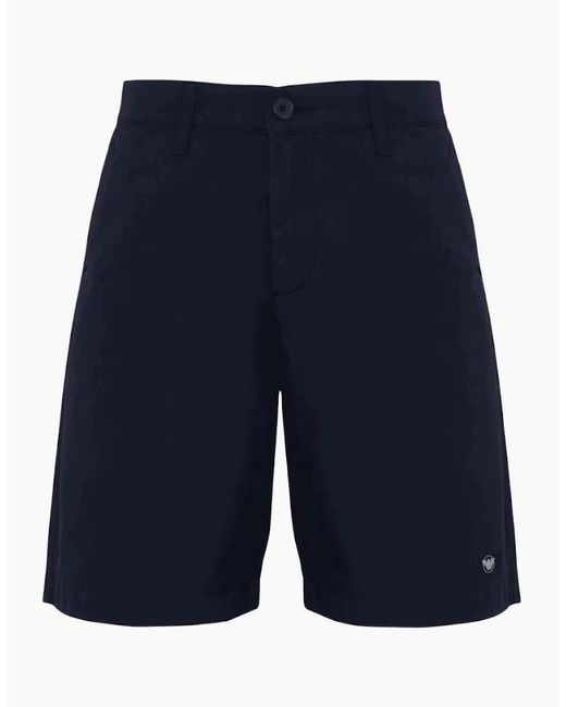Emporio Armani Blue Cotton Blend Lightweight Chino Shorts for men
