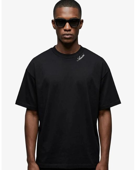 Amiri Black Script Embroidered T-Shirt for men
