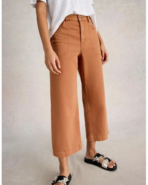 White Stuff Orange Tia Wide Leg Crop Jean Mid
