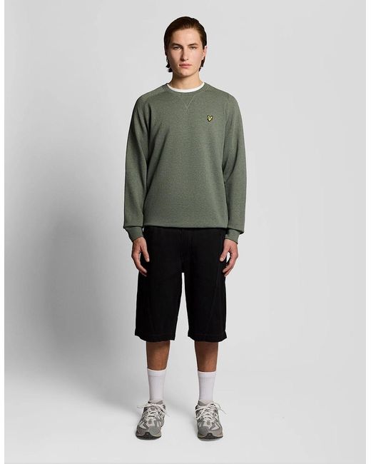 Lyle & Scott Green Cotton Marl Raglan Sweatshirt for men
