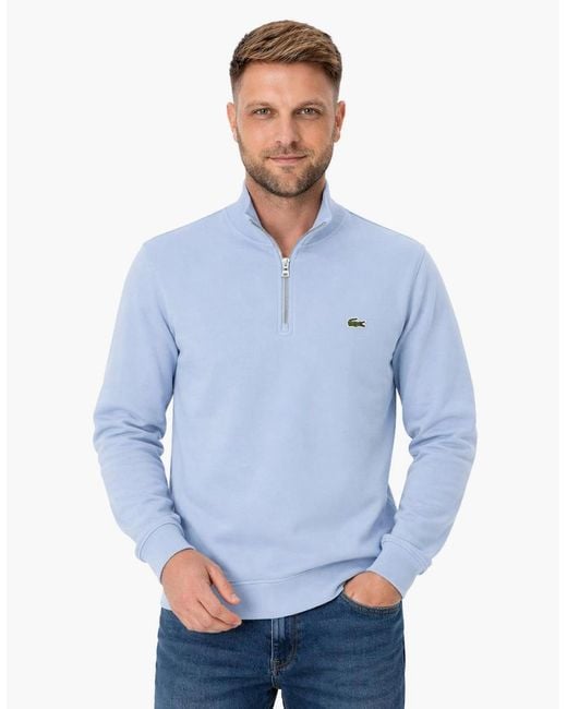 Lacoste Blue Zip-Up High Neck Interlock Sweatshirt Light for men