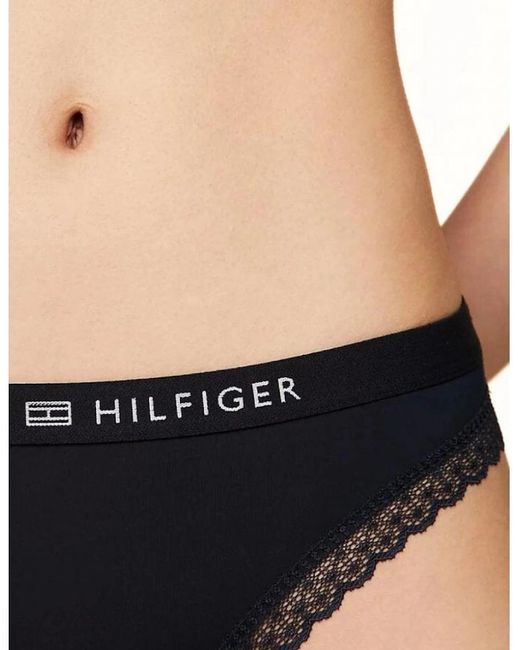 Tommy Hilfiger Blue Th Tonal Logo Lace Bikini Brief