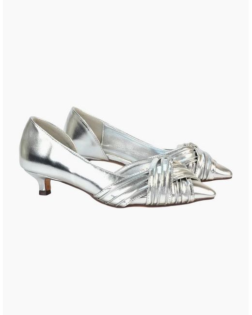 XY London Ladies Freya Metallic Pointed Low Kitten Heel Pumps