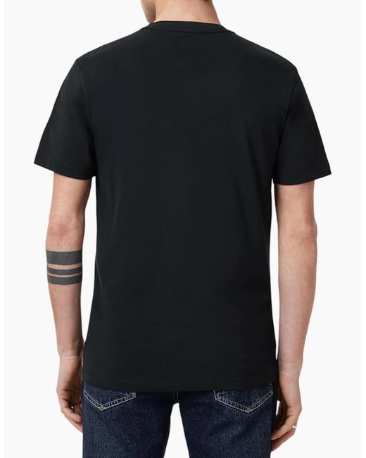 AllSaints Black T Shirts Lycra Stretch Cotton Crew Neck Short Sleeve Summer Tee for men