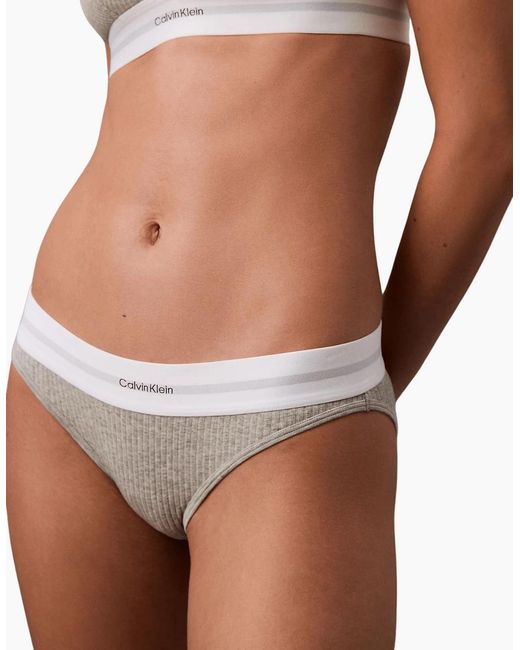 Calvin Klein Gray Modal Rib Bikini Brief, Heather