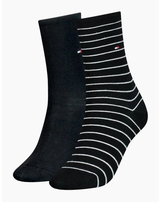 Tommy Hilfiger Black 2-Pack Small Stripe Socks