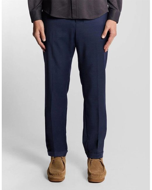 Lyle & Scott Blue Solid Patterned Straight Chinos for men