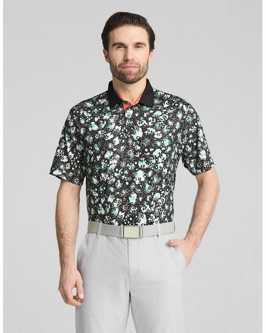 PUMA Black Cloudspun Abstract Camo Polo Shirt for men