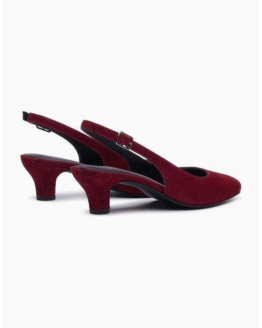 Hush Puppies Red Nahla Buckle Kitten Heel Bordeaux Pointy Slingback Shoes