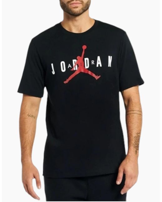 Nike Black Air Jordan Crew Neck T Shirts Athletic Cotton Summer Retro Casual Tee