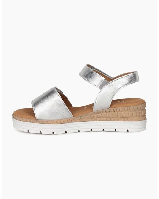 Gabor White Shout Wedge Heel Sandals