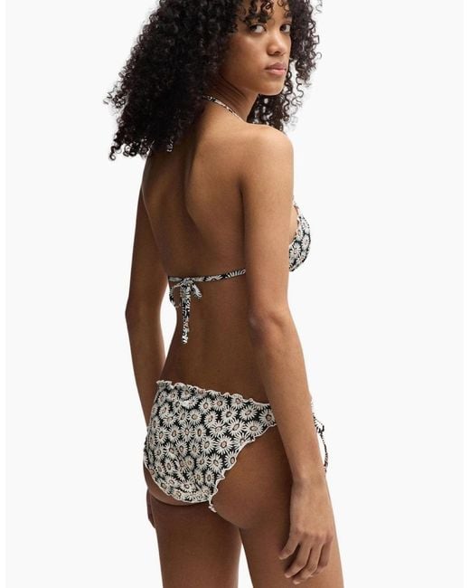 Boss Metallic Ditsy Daisies Ruffle Bikini Top