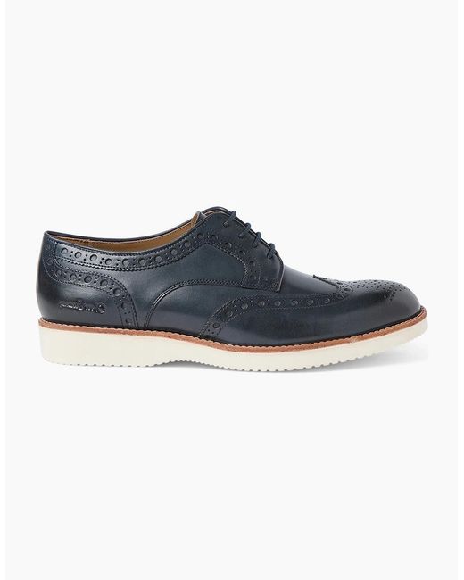Oliver Sweeney Blue Antiqued Leather Derby Brogues for men