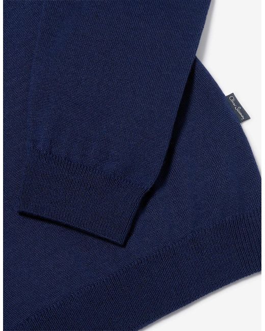 Oliver Sweeney Blue Merino Wool Blend Quarter Zip Jumper for men