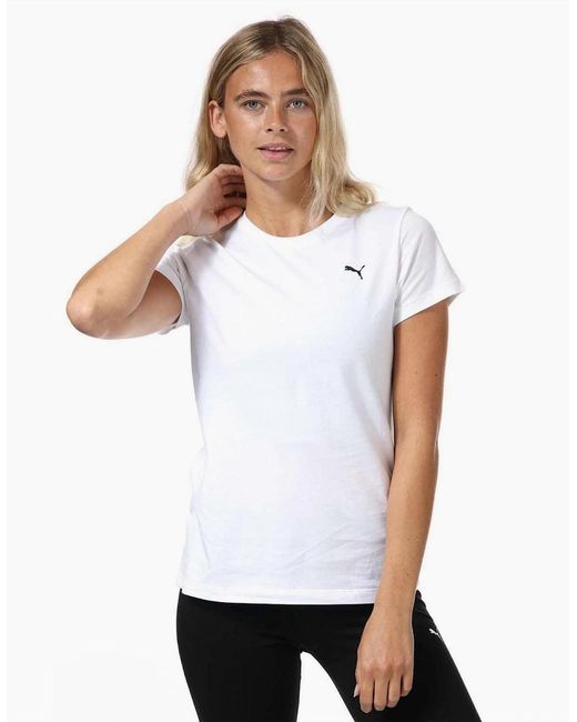 PUMA White Ladies Small Logo Cotton T-Shirt