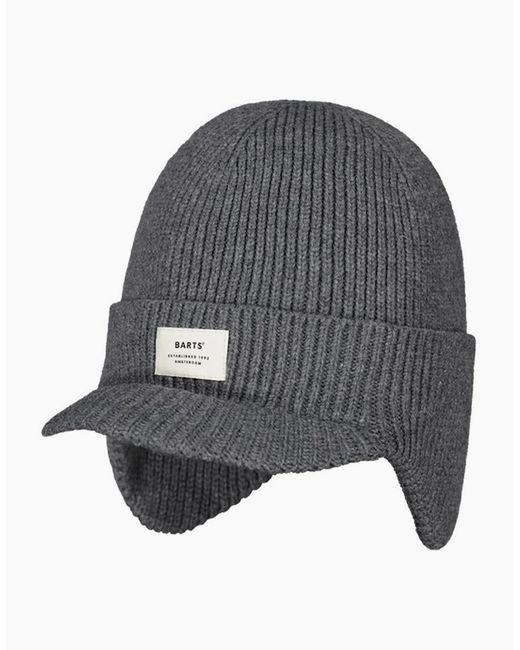 Barts Gray Coedy Knitted Beanie Hat With Earflaps for men