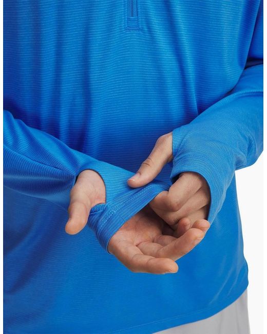Under Armour Blue Launch Zip Neck High Collar Long Sleeve T-Shirt for men