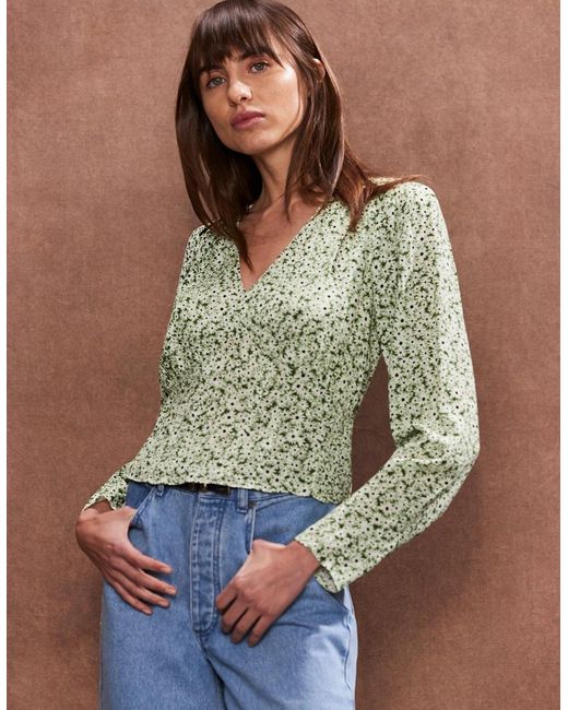 Ro&zo Blue Ditsy Pintuck Blouse