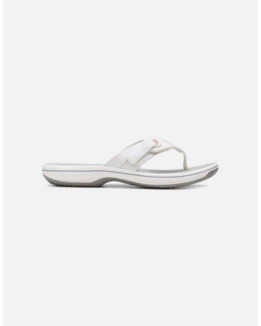 Clarks White Brinkley Reyna Toe Post Sandals