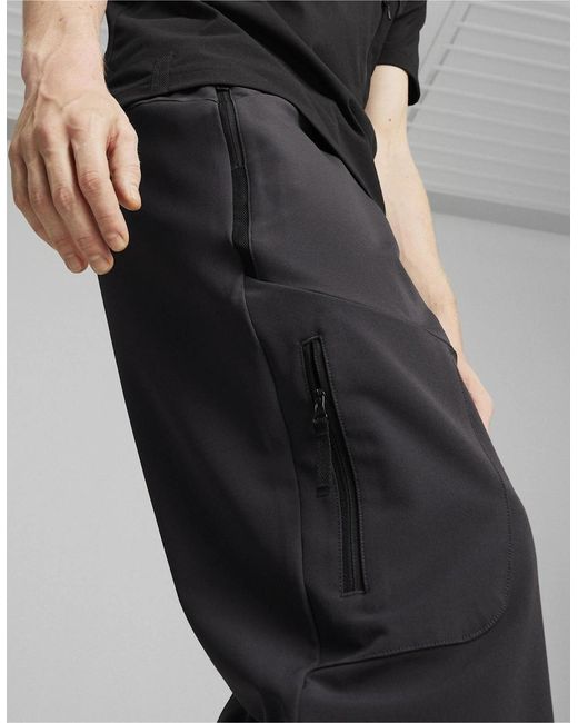 PUMA Black Zipped Pocket Solid Patterned Joggers for men