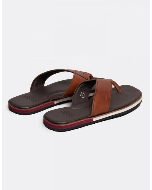 Oliver Sweeney Brown Saltash Leather Flip Flops for men