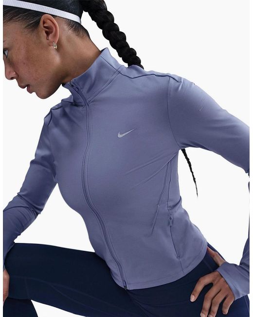 Nike Blue Swift Tech Zip Neck Long Sleeve Athletic Top