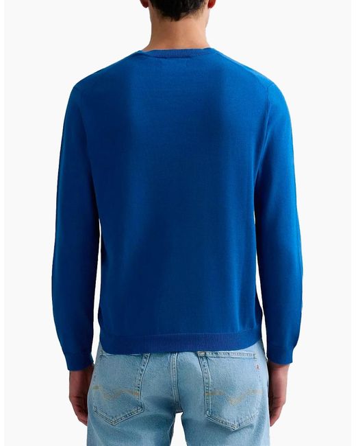 Replay Blue Cotton Crew Neck Sweater Knitwear for men