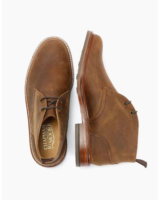 Chapman & Moore Brown Country Chukka Oiled Leather Tan Boots for men