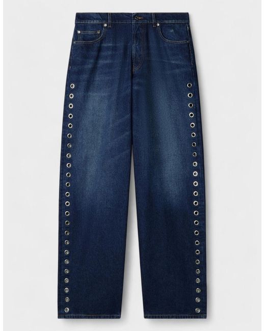 Off-White c/o Virgil Abloh Blue Eyelet Loose Fit Jeans Medium for men