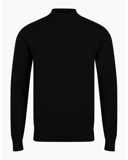 Luke 1977 Black Jenson 1000 Rib Neck Knitted Jumper for men