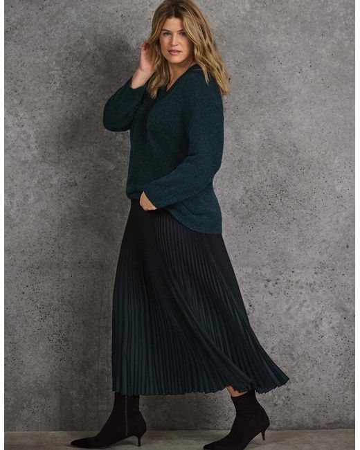 Live Unlimited London Gray Ombre Pleated Maxi Skirt