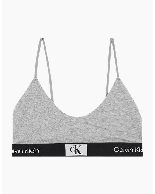 Calvin Klein Gray Ck 1996 Unlined String Bralette, Heather