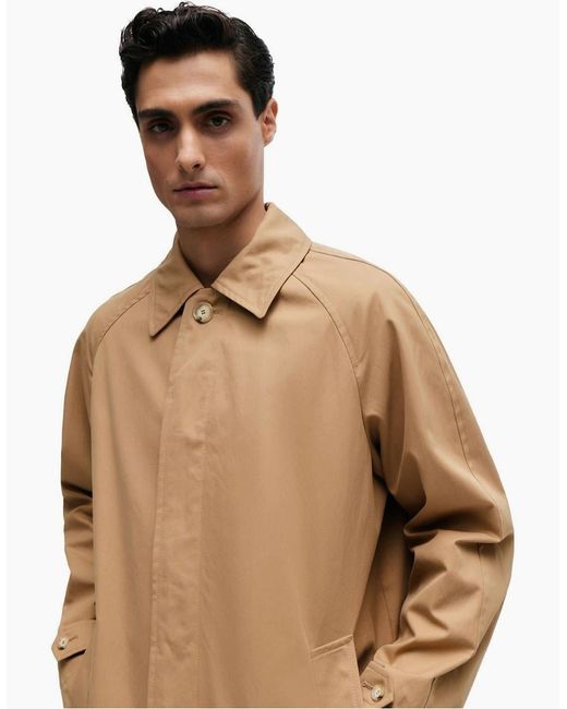 Boss Natural Solid Patterned Regular Fit Overcoat for men