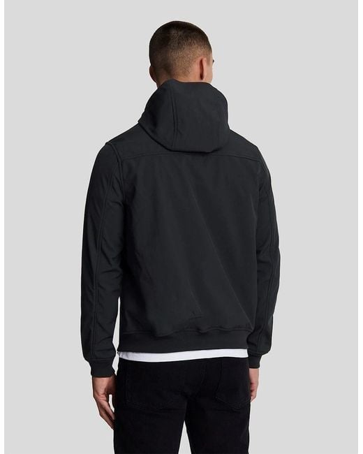 Lyle & Scott Blue Solid Patterned Hooded Ribbed Cuff Softshell Jacket for men