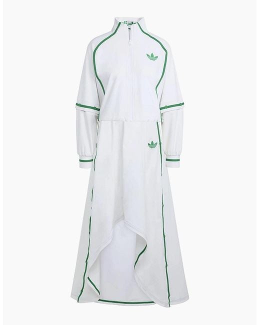 Adidas White Tennis Solid Patterned High Neck Track Jacket