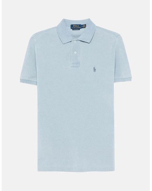 Ralph Lauren Blue Custom Slim Fit Mesh Polo Shirt Light for men