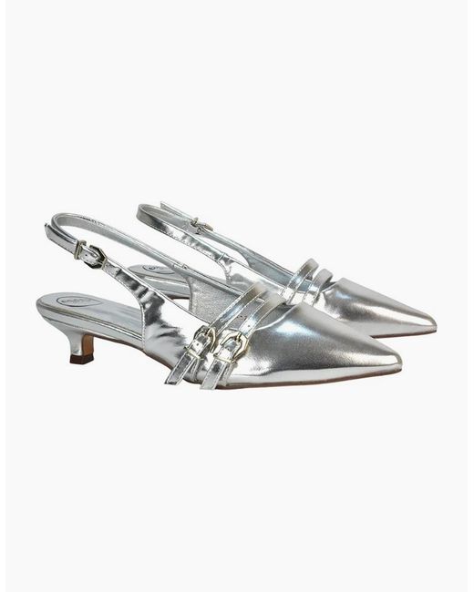 XY London Metallic Ladies Cassie Sling Back Low Kitten Heel Court Shoes