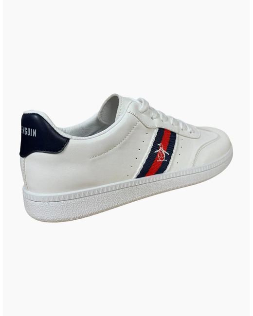 Original Penguin White Low Profile Lace Up Trainers Juniors for men